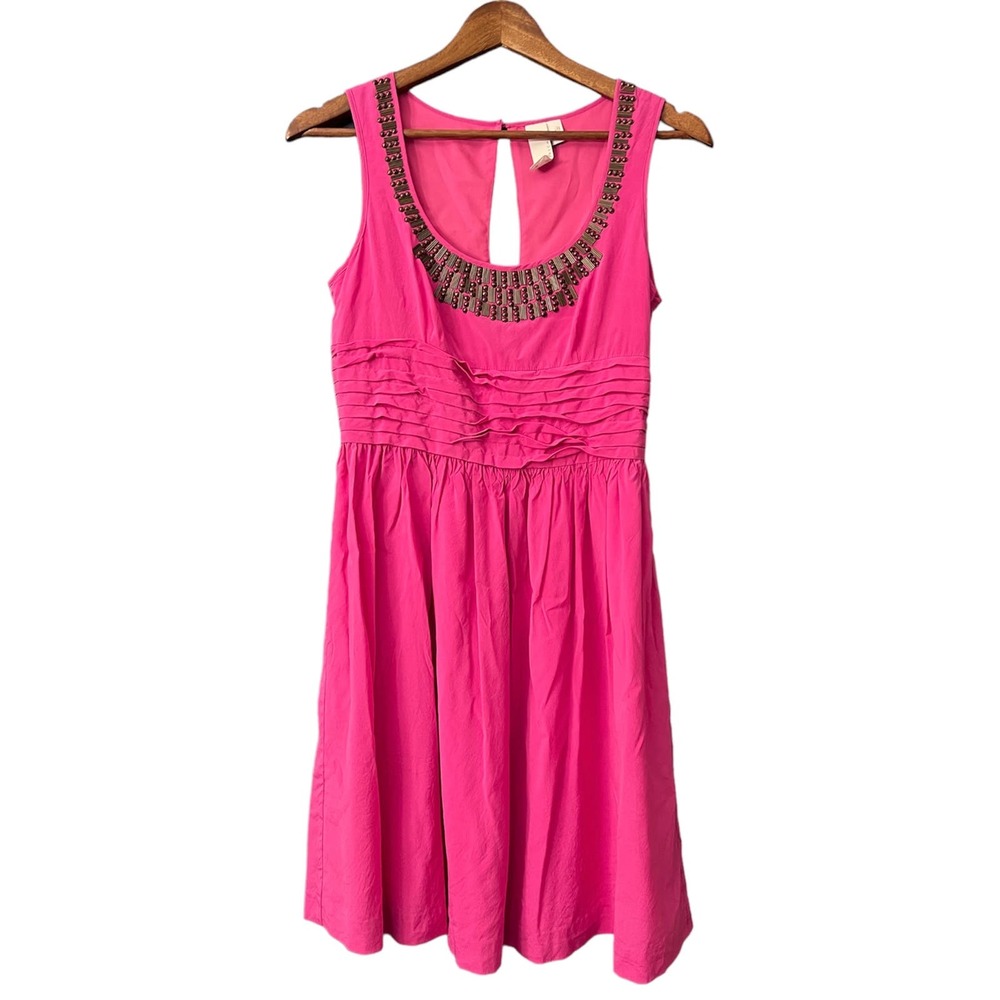 2b.Rych pink silk party dress w beaded neckline